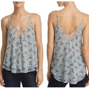 Aqua Sleeveless Floral Print Top Camisole
